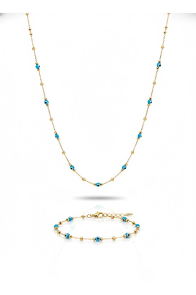 Güzide Kuyumcu 14 Ayar Altın Mini Dorika Göz Kolye-Bileklik SET 105