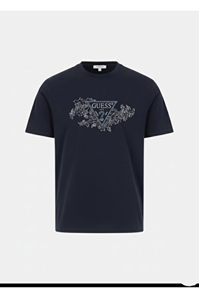Guess Embroidery Men's Navy Blue Regular Fit T-Shirt M5Bi07I3Z14-G7V2