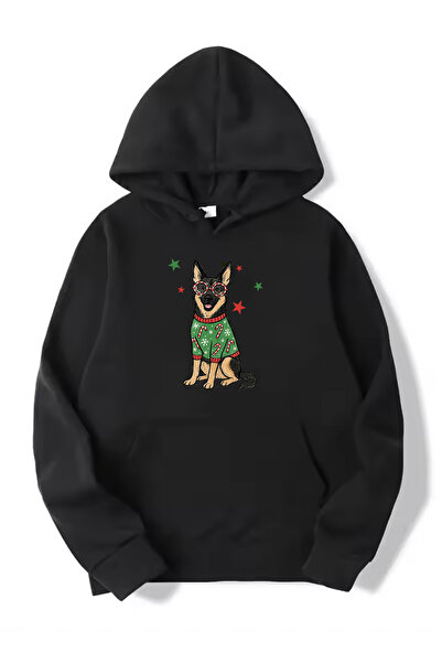 SUNFREE New Year Special Series Dog Christmas Printed Ka Hooded Iyah Sweatshirt