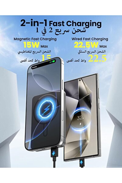 PDBEST Magnetic Power Bank 12000mAh Wireless Portable Charger for MagSafe - Grey