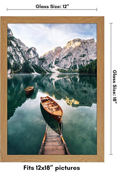 Americanflat 12x18 Picture Frame - Dark Oak, Engineered Wood, Shatter-Resistant Glass