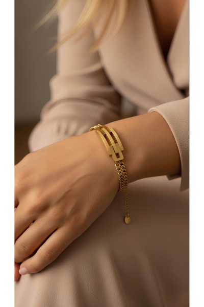 İNN JEWELLERY Steel Bracelet, Tarnish-Free, Anti-Allergenic, Ribbed Design (2 Years Importer Warranty)