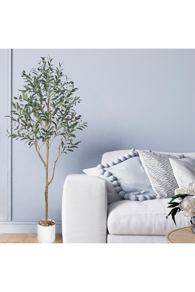 SCHENKERO 180cm (5.9ft) Faux Olive Tree Thick Trunk Weatherproof Wind-Resistant Patio Garden Decor.