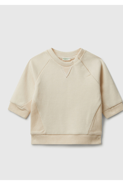 United Colors of Benetton Baby stone color collar triangle motif ribbed sweatshirt