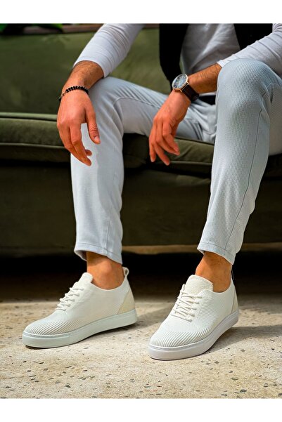 Lucy Shoes حذاء رياضي رجالي YG101 برباط للاستخدام اليومي TBT - أبيض