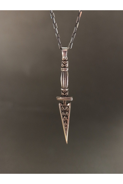 TREND Gümüş Hançer Kolye, 60 cm gümüş erkek zincir kolye, erkekler için hediy...