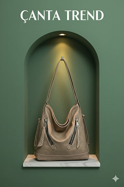 Çanta Trend Γυναικεία τσάντα ώμου και χιαστί με ρυθμιζόμενο λουράκι πολλαπλών διαμερισμάτων A Mink