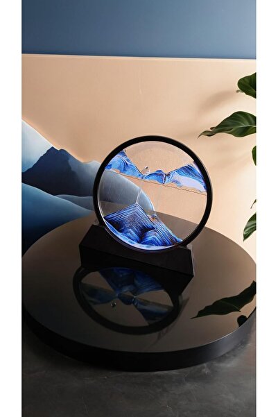 Generic 7-inch 3D Moving Sand Art Picture - Deep Sea Blue Sandscape, Round Frame