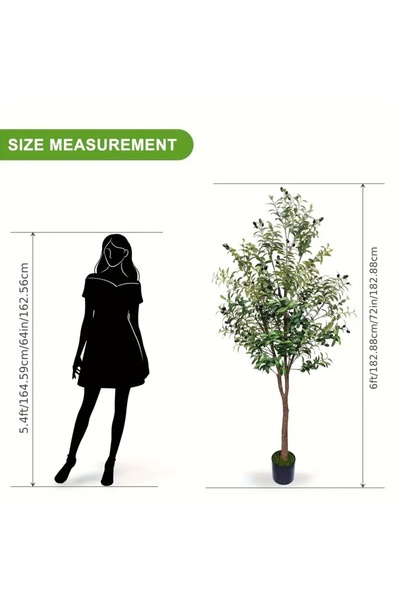 SCHENKERO 180cm (5.9ft) Faux Olive Tree Thick Trunk Weatherproof Wind-Resistant Patio Garden Decor.
