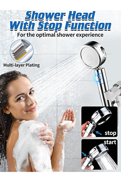 OEM Modern Round ABS Chrome Shower Head with 4 Spray Modes & 1.5m Hose