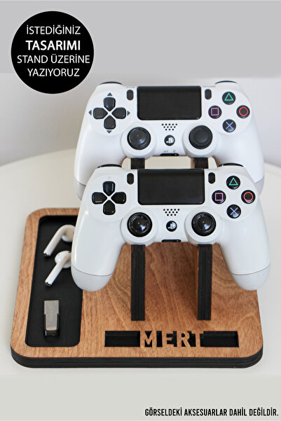TAN ATÖLYE Kişiye Özel Ahşap Kol Tutucu Joystick Kumanda Standı Xbox / PS4 / ...