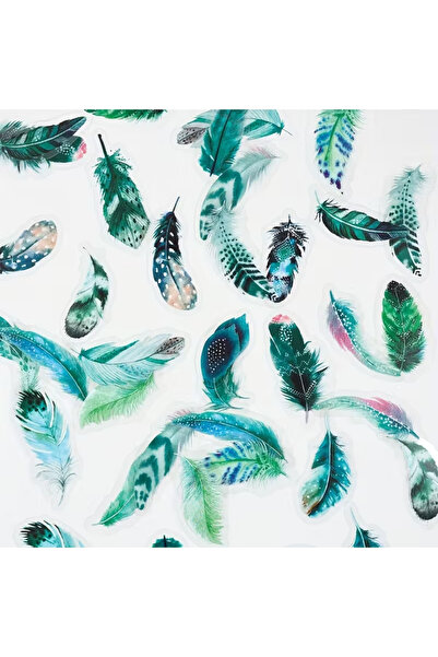 Mona Craftist 40 قطعة من ملصقات الريش الخضراء الشفافة لتخطيط اليوميات والسكرا...