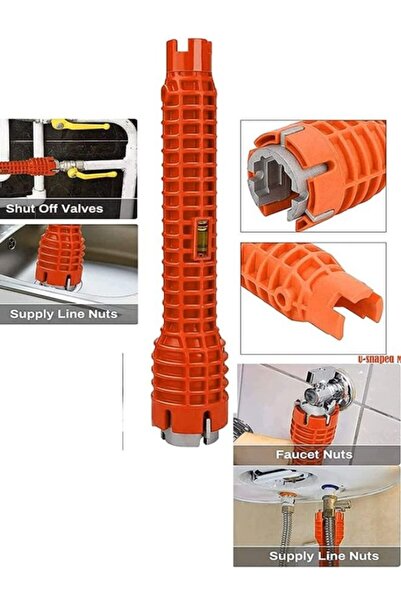 Generic مفتاح ربط أسفل المقبس 8 في 1 لتركيب الصنابير والأحواض (أحمر)