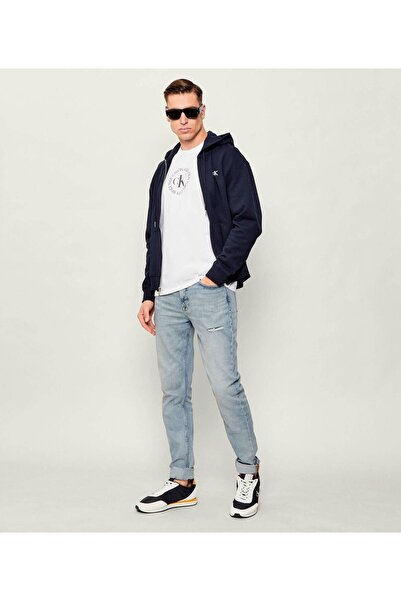 Calvin Klein Men's Regular Fit Logo Printed Short Sleeve Cotton White T-Shirt Lv14Re816G-Yaa