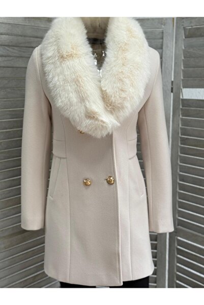 ULTIMISSIMO Palton clasic scurt, mulat în talie și cu guler detașabil din blană