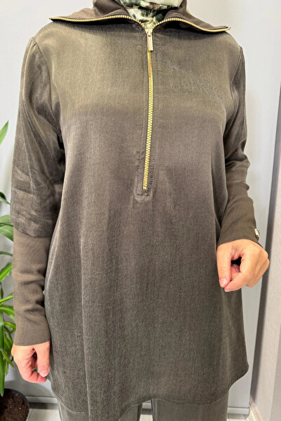 MISS DALIDA Cupro Tunic Khaki T26K-6020