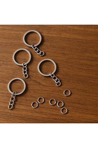 BESMYAR JEWELS 50 li Metal Anahtarlık Aparatı Seti -Dayanıklı Halka Zincir-Ça...