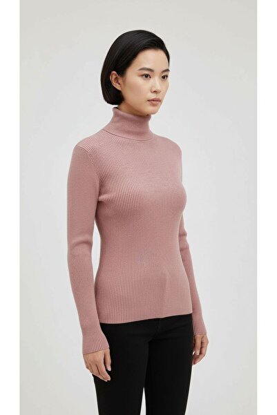 LAURUS BOUTİQUE KADIN YARIM BALIKCI YAKA ŞARDONLU KAŞKORSE KAZAK