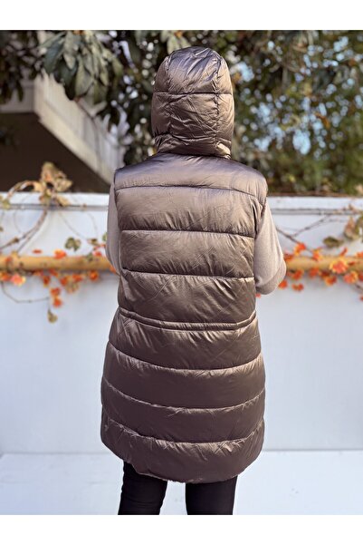 DenizEge Коричневий жилет з капюшоном і хутряною підкладкою