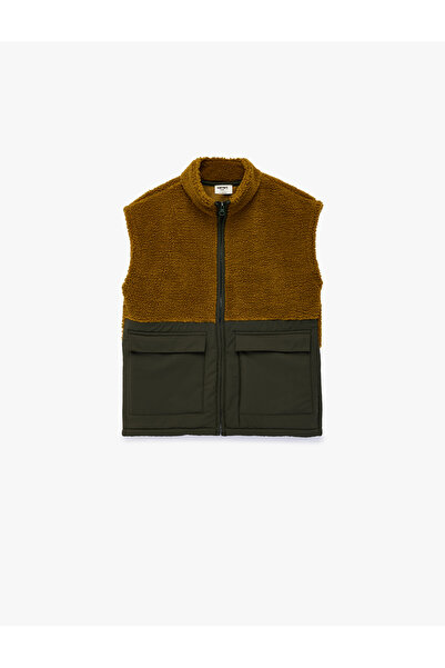 Koton Vestă din lână fără mâneci guler ridicat cu buzunar cu fermoar