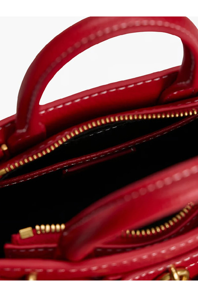 Tommy Hilfiger Women's Leather Th Metal Logo Zipper Closure Red Shoulder Bag Aw0Aw18167-Xlg