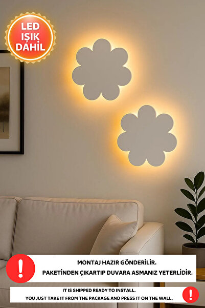 Dekorvin 1 Adet Yonca Led Işık Gece Lambası Bebek Çocuk Odası Duvar Dekorasyo...