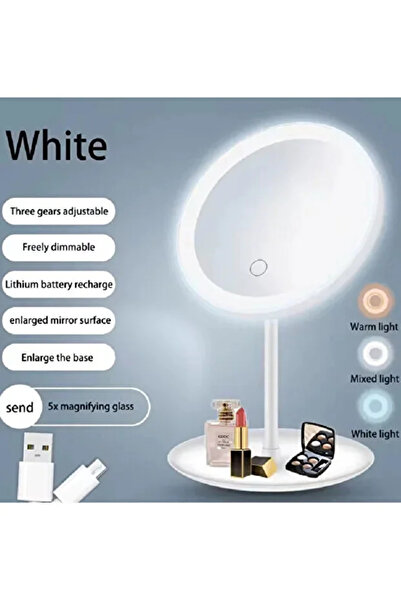 Fontenay Paris Büyüteçli & Led Işıklı Usb Şarjlı Masa Üstü Makyaj Aynası Dokunmatik