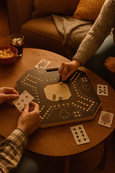 MARIA HOMES لوحة لعبة جاكارو الخشبية الفاخرة - لعبة عائلية لأربعة لاعبين