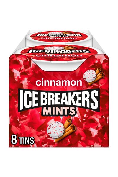 Ice breakers علب حلوى النعناع بنكهة القرفة الخالية من السكر، 1.5 أونصة (8 قطع)