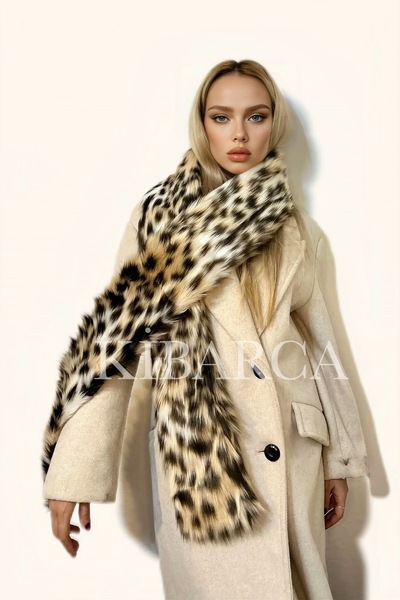 kibarca Leopar Atkı Suni Boyunluk Şal