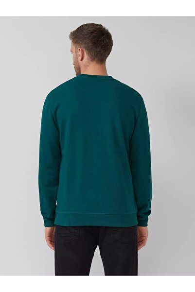 s.Oliver Men's crew neck sweatshirt, logo, Regular Fit, Green, XL