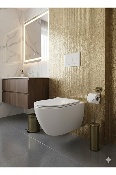 EMFA AKSESUAR حامل ورق التواليت ذهبي غير لامع - حامل ورق تواليت فاخر مفتوح مص...