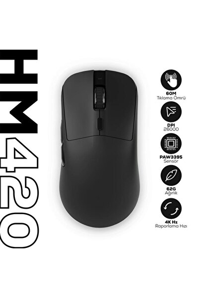Hawk Gaming Hawk HM420 4K Hz 26000 DPI Tri-Mode Kablosuz - Bluetooth Şarj Sta...
