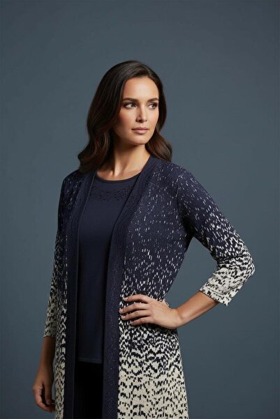 bluzzen Model geometric cu părți interioare și exterioare, cu margini cu piatră, model confortabil, albastru închis, alb, set de 2 pentru mamă