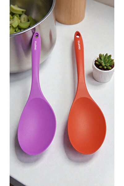 Manosta (قطعتان) ملعقة تقديم كبيرة مقاومة للحرارة مقاس 30 سم - ملعقة طعام من السيليكون غير قابلة للالتصاق ومقاومة للحريق ذات طرف صلب