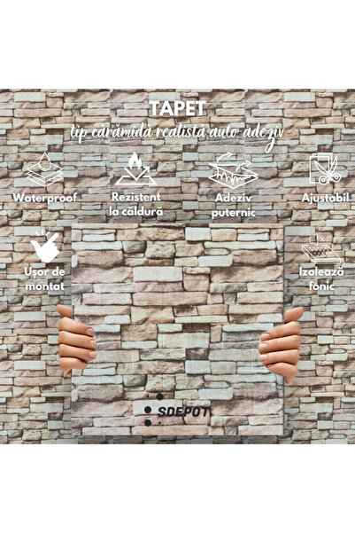 SDEPOT Set of 30 S DEPOT® wallpaper tiles, 3 mm thick, dimensions 70x77 cm, realistic brick type, cream