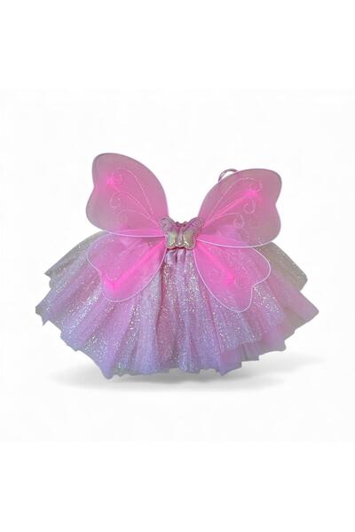 OEM Fusta cu Aripi de Zana, roz cu sclipici, 2–4 ani, lungime fusta 17 cm