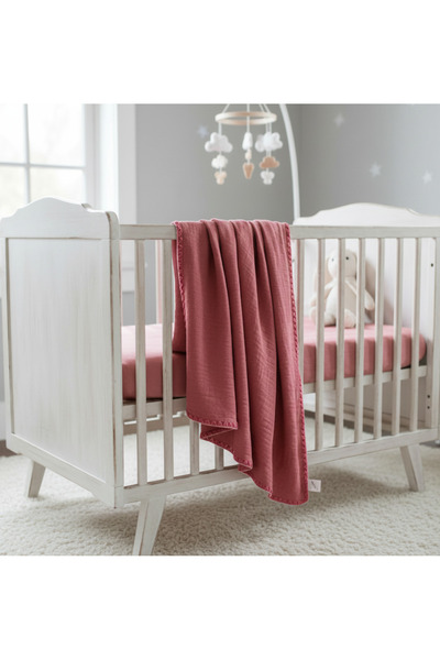 tuaipek Burgundy Multi-Purpose Muslin Baby Blanket / Cloth 110X95 cm