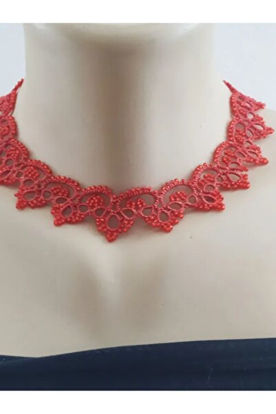 Ileanabiju Red necklace, frilled lace choker, red lace necklace, unique jewelry