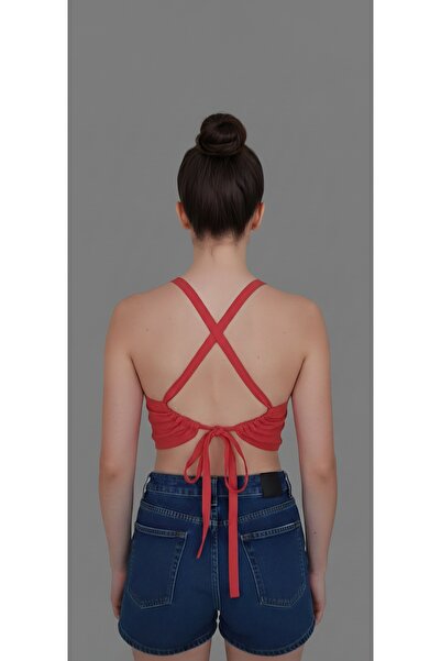 Pubblica Women's Backless Drawstring Crop Blouse