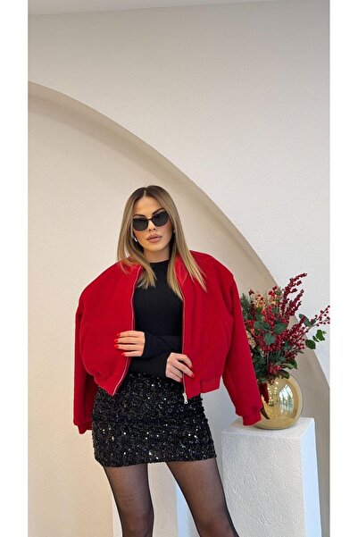 Şulenin Butiği KIRMIZI KAŞE BOMBER