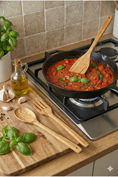 Home طقم أدوات مطبخ خشبية مكون من 4 قطع مصنوع من خشب الزيتون الطبيعي 100% - ص...