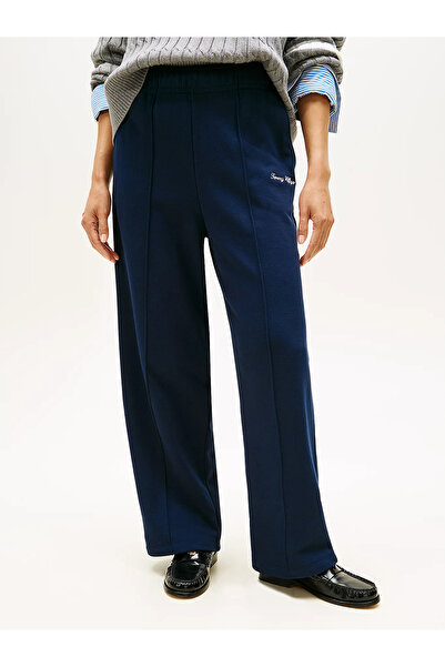 Tommy Hilfiger Women's Loose Wide Leg Regular Waist Navy Blue Trousers Ww0Ww48784-C1G