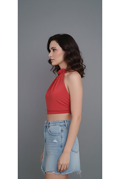 Pubblica Women's Backless Drawstring Crop Blouse