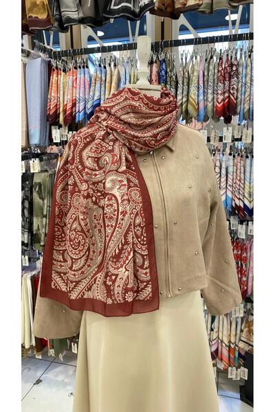 KUQOS Velvet Persian Patterned Shawl Red