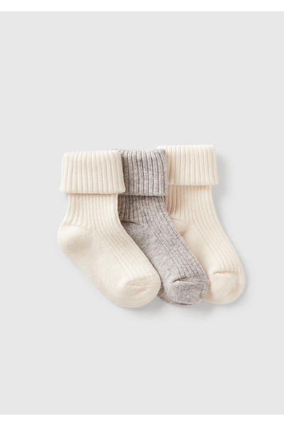United Colors of Benetton Baby white-grey mixed color 3-piece sock set