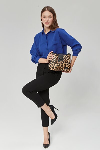 Morpelikan Women's Three-Compartment Lock Closure Adjustable Shoulder and Crossbody Strap Leopard Pattern Shoulder Bag