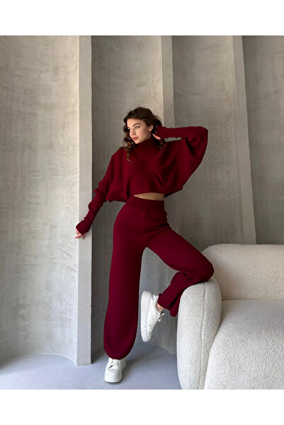 Kienor Yeni Sezon Kadın Balıkçı Crop Kazak Ve Pantolon Triko Takım