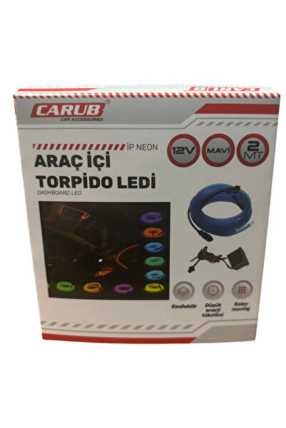 Carub Araç İçi Torpido Ledi 12v İp Neon Mavi 2 Metre Fiyatıdır BR 432 75 57