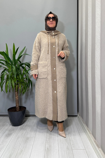 MASCARA Dik Yaka Cepli Kap Vizon 56MK6112